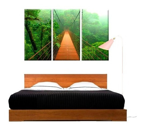 Imagen Puente Bosque Naturaleza Canvas 3 Pzas 45 X 85 Cm C/u