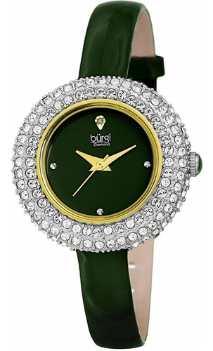 Reloj Mujer Burgi Bur195gn Cuarzo 29mm Pulso Verde En Cuero