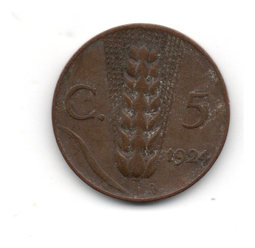Moneda Italia Reino 5 Centesimi 1924 Vittorio Em. Iii Km#59