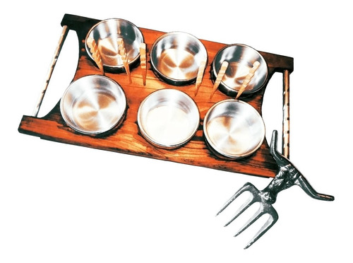 Cazuelas Dips Cuencos X6 Tabla Asado Picadas Garra Oso Laser