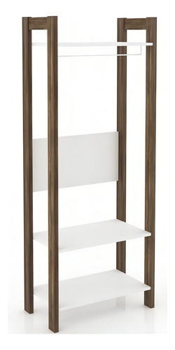 Closet 3 Prateleiras 1 Cabideiro Branco/nogal Az1029 Cor Branco