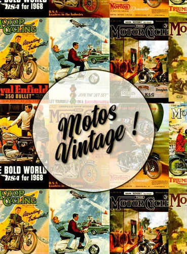 Motos Vintage! Lámina Decoupage Autoadhesiva 30 X 42 Cm