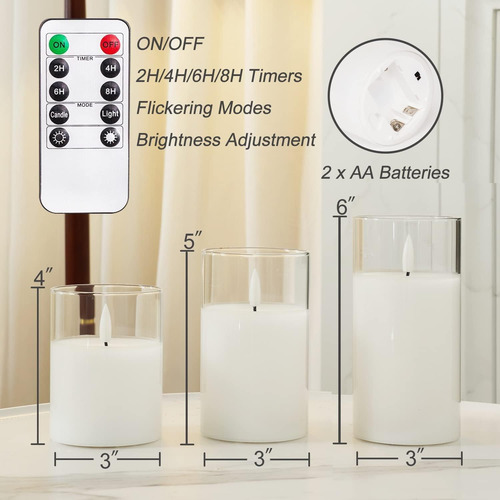 Velas Led Souvenir Decoracion Llama Control X3 Transparente Blanco