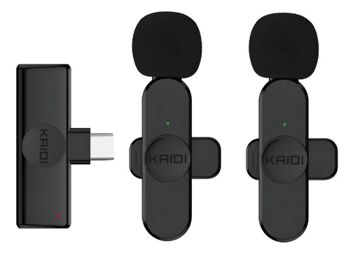 Microfone De Lapela Duplo Sem Fio Kaidi Kmf6-c Usb Tipo-c