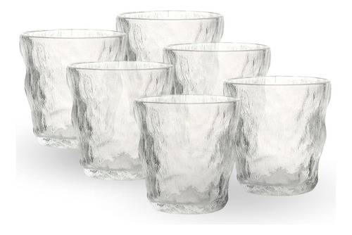Set 6 Vasos Licor Whisky Vidrio Relieve 300ml