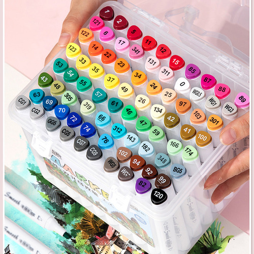 Kit Caneta Colorida Ponta Dupla 80 Cores Com Estojo