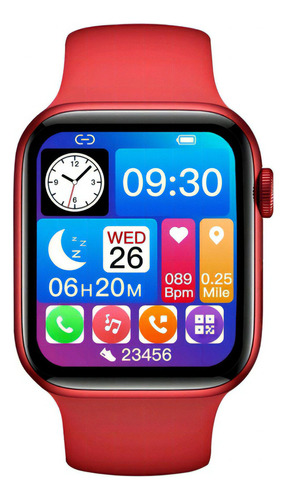 Smartwatch Reloj Inteligente Pantalla Completa Llamadas T56+ Color De La Caja Negro Color De La Correa Rojo