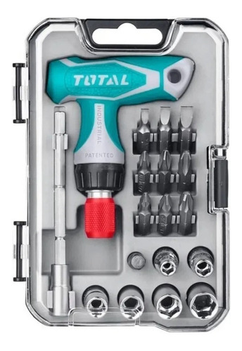 Set Kit Destornilladores 18 Puntas Criquet Tubos Total Tools