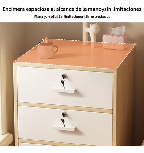 Archivero Madera 4cajone Oficina Con Color Roble 40*40*66cm Roble/blanco