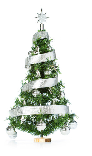 Arbol De Navidad 80cm Con Adornos 30 Piezas Plata