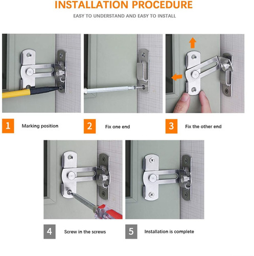 Imagen 4 de 6 de Pestillo Deslizante Para Puerta Abatible, Pestillo De Acero