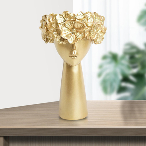 Escultura De Resina Florero Estatua Macetas De Dorado
