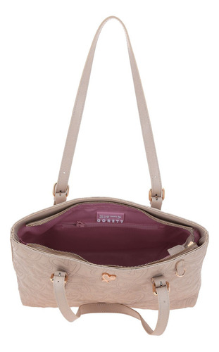 Bolsa Tote Gorett Shantal Gs25083-e Color Beige Correa De Hombro Beige Diseño De La Tela Corazones