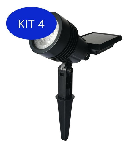 Kit 4 Refletor Luminária Solar Spot 8w Espeto Jardim Led