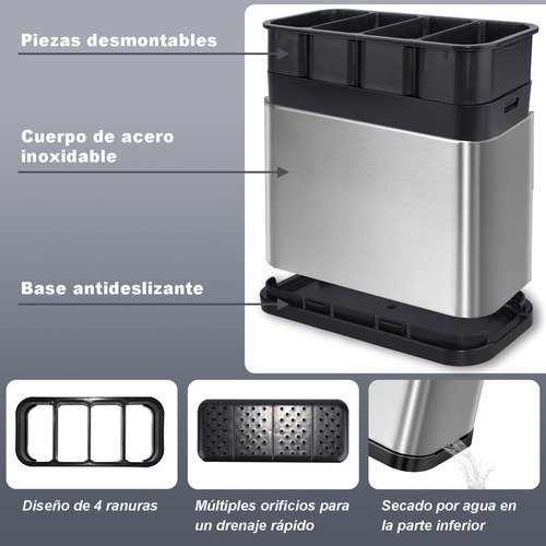 Escurridor De Cubiertos De Acero Inoxidable Porta Cubiertos