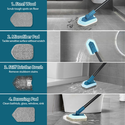 Jehonn 4 En 1 Extensible Cepillo De Limpieza Para Baño+pisos