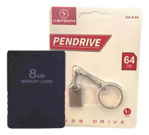 Kit Opl Para Playstation 2 - Memory Card 8mb + Pendrive 64gb
