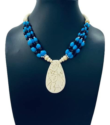 Collar Hecho A Mano Con Cuentas De Hueso Con Colgante De Hue