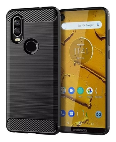 Funda Fibra Carbono Para Motorola One Vision + Templado 5d 