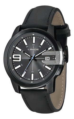 Relogio Lince Masculino Preto Analogico Mrc4761l48 Original Cor do bisel Prata Cor do fundo Grafite