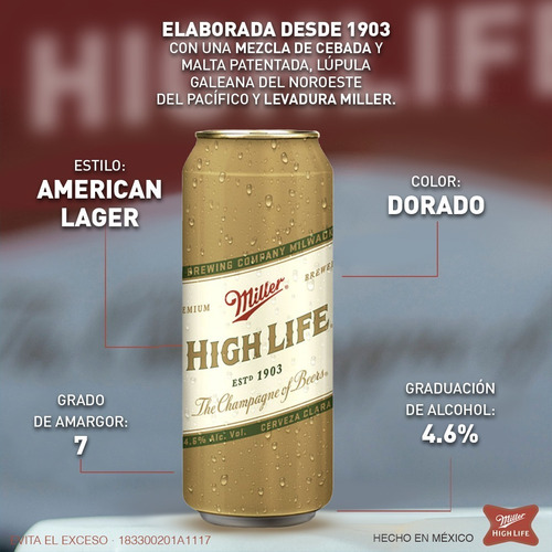 Cerveza Miller High Life 1x12 Lat 24oz