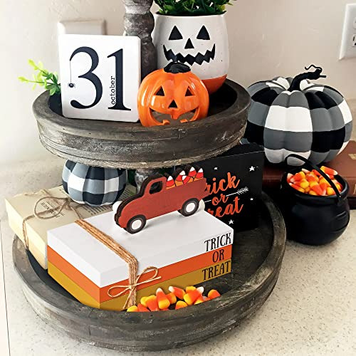 Fall Tiered Tray Decor Set Of 3 Wood Sign Fall Hallowee...