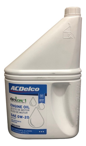 Aceite Acdelco 0w20 Sintético Dexos1 Gen3 Bidón 4 Litros 