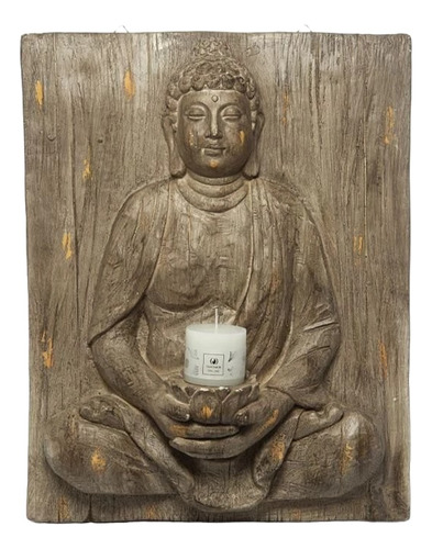 Imagen Cuadro Decorativo Buda Relieve Con Porta Vela 58 Cm