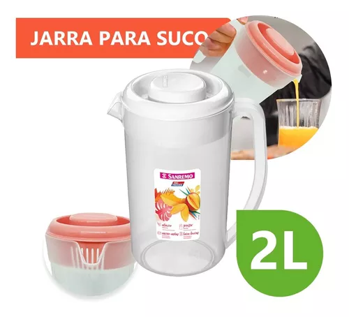 Jarra Porta Água Geladeira Tampa Bebidas Cozinha 2l