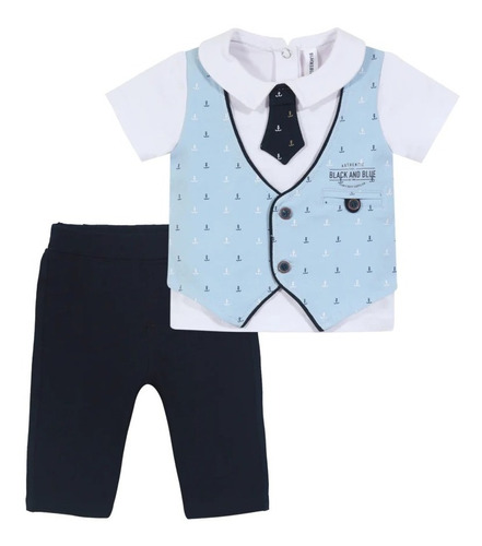 Conjunto Corbata Bebe Black And Blue Recien Nacido Formal