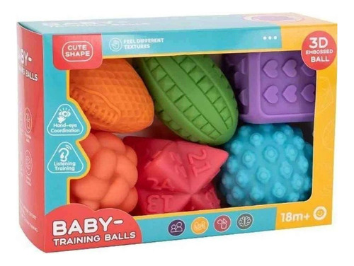 Juego 6 Pelotas Texturizadas Cute Shape Juguetes Para Bebes