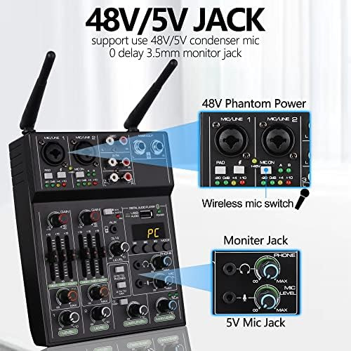 Mezclador De Audio Profesional Con Micrófono Inalámbrico Dua