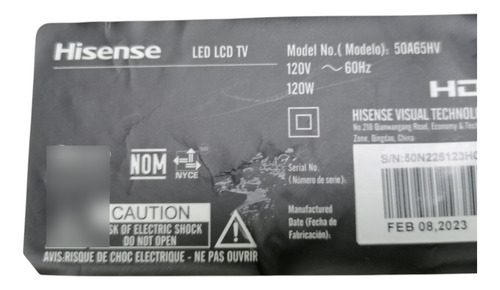 Botonera Hisense 50a65hv Rsag7.82011716 Para Tv (Usado)