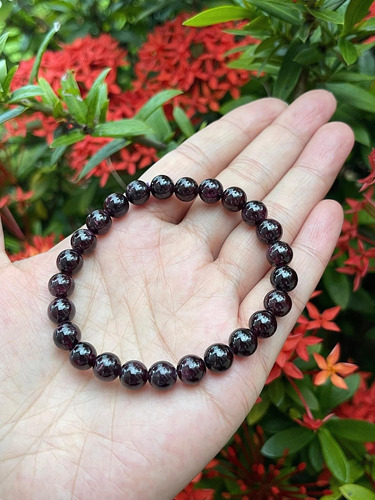 Pulsera De Cuentas De Cristal De Granate De Tesoros Gaf 7-8