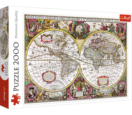 Imagen 1 de 5 de Rompecabezas Puzzle 2000 Piezas Trefl Mapa Mundo 27095