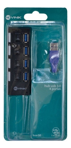 Hub Usb 3.0 4 C/ 4 Portas E Interruptor - Vinik