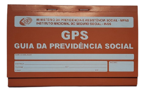 Carnê Inss Gps Previdência Social 12 Fls Pct C/ 5 Unid Sd Cor Laranja