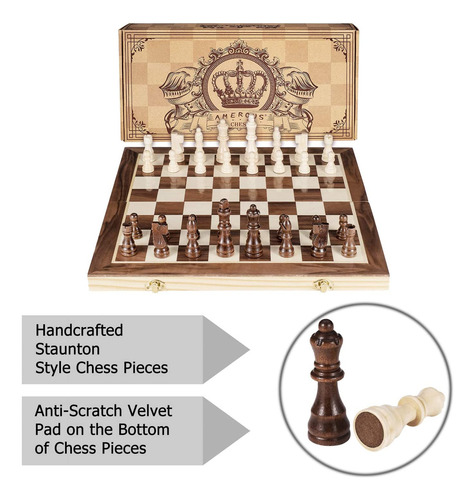 Amerous Juego De Ajedrez Magnético De Madera De 15...
