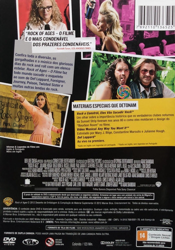 Rock Of Ages O Filme Dvd Hough Boneta Cruise Jones Baldwin (Usado)