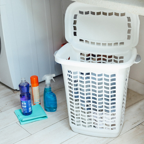 Cesto Canasto De Ropa Sucia Rectangular 50l Gemplast Blanco