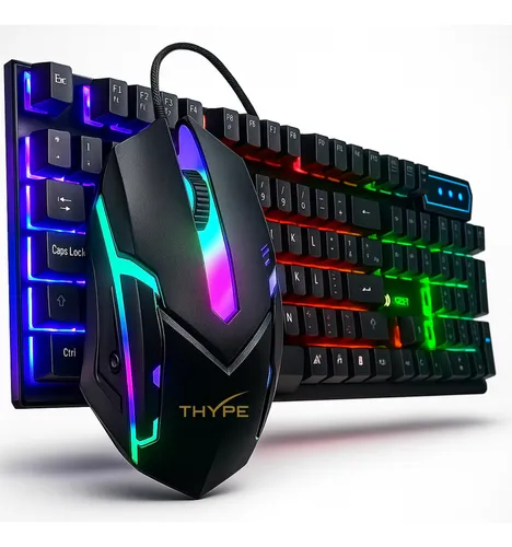 Kit Teclado Gamer Thype Membrana Com Mouse Rgb Luminoso Cor Do Mo...