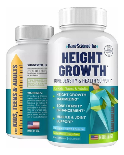 Suplemento Natural Crecer Estatura Alto Fabricado En Usa Hgh