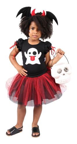 Fantasia Fantasma Emoji Infantil Menina Halloween