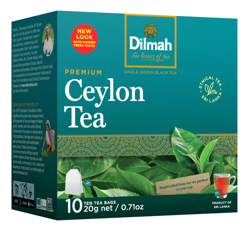 10 Bolsitas Te Negro Ceylon Pure Premium Dilmah 