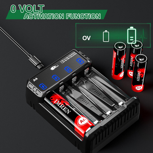 Cargador De Batería Aa Aaa De Litio Y Nimh Usb-c