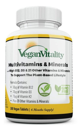 Multivitaminas Y Minerales Veganos Con Vitamina B12 De Alta 