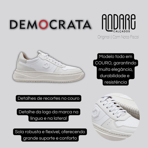 Sapatenis Democrata Masculino Denim Block Couro Original