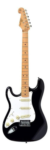 Guitarra eléctrica para zurdo SX Vintage Series SST57+ de tilo black brillante con diapasón de arce