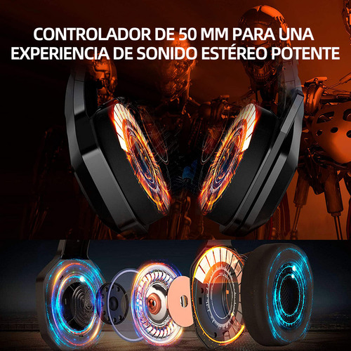 Audífonos Gamer Onikuma K10 3.1 Con Micrófono Luz Rgb Led Negro