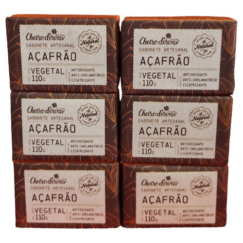 Açafrão Sabonete Artesanal 110g Kit Com 6 Unidades